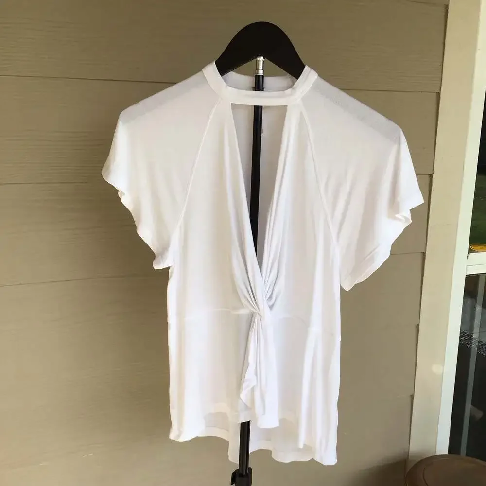 Free People Twist Front Choker Neck Top White XS boho festival chic